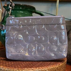 Coach Signature Embossed Patent Leather Wristlet Lilac/Purple